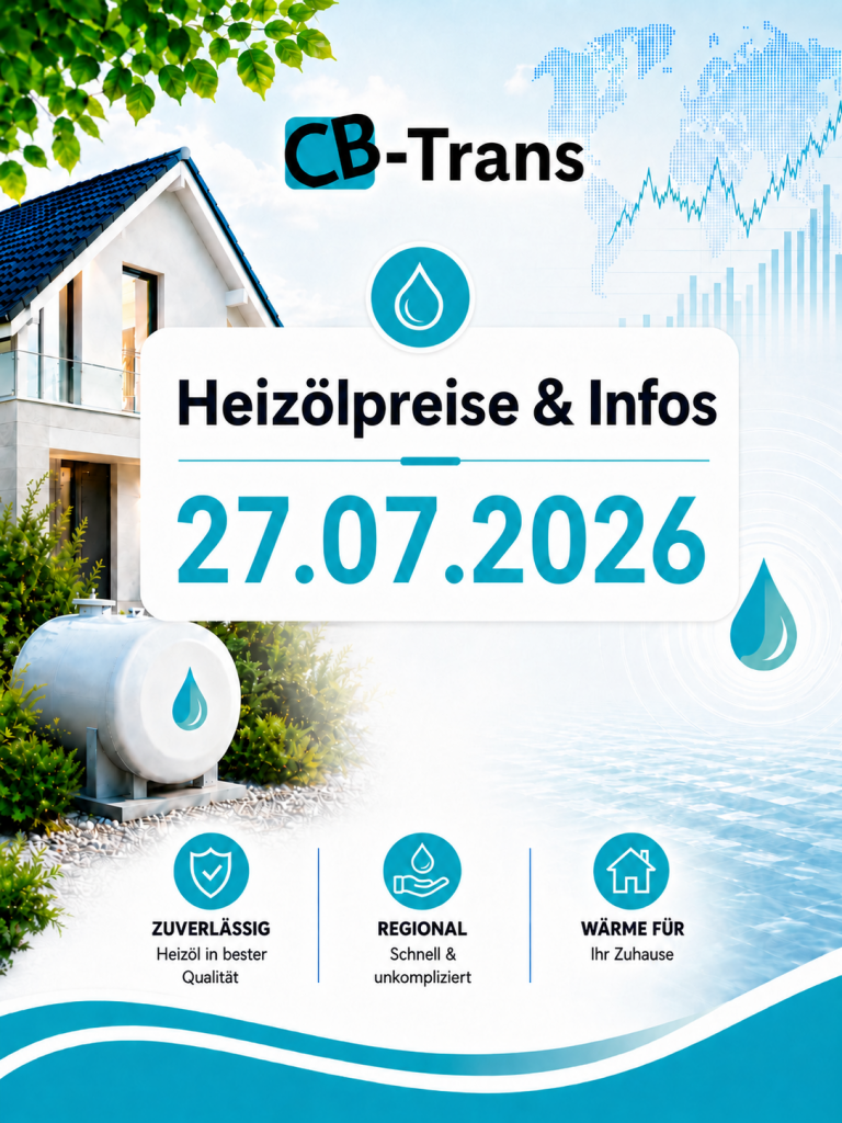 Bild zu dem aktuellen Blogbeitrag Heizölpreise und Infos vom 27.07.2026 von CB Trans Heizölpreise in Ihrer Nähe